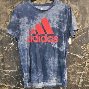 Adidas Blue and Red Short Sleeve Tee with Distinctive Logo